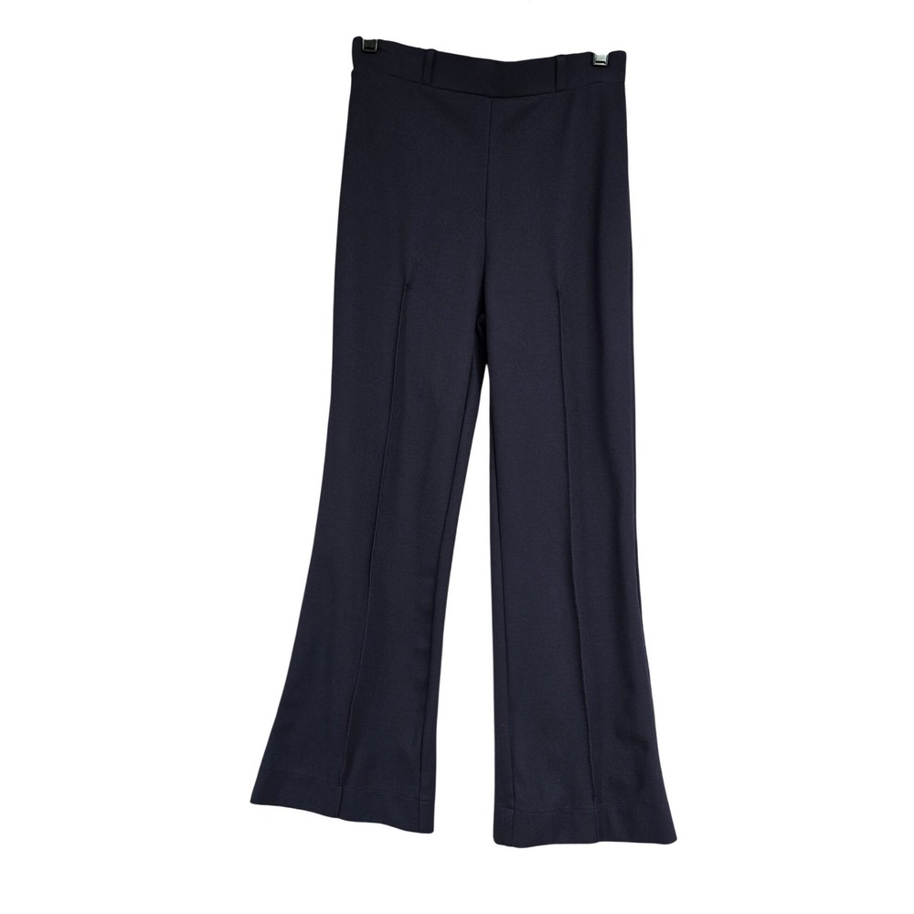 OGL Navy Blue High Waisted Wide Leg Trousers Front Crease Pants Womens Size S
